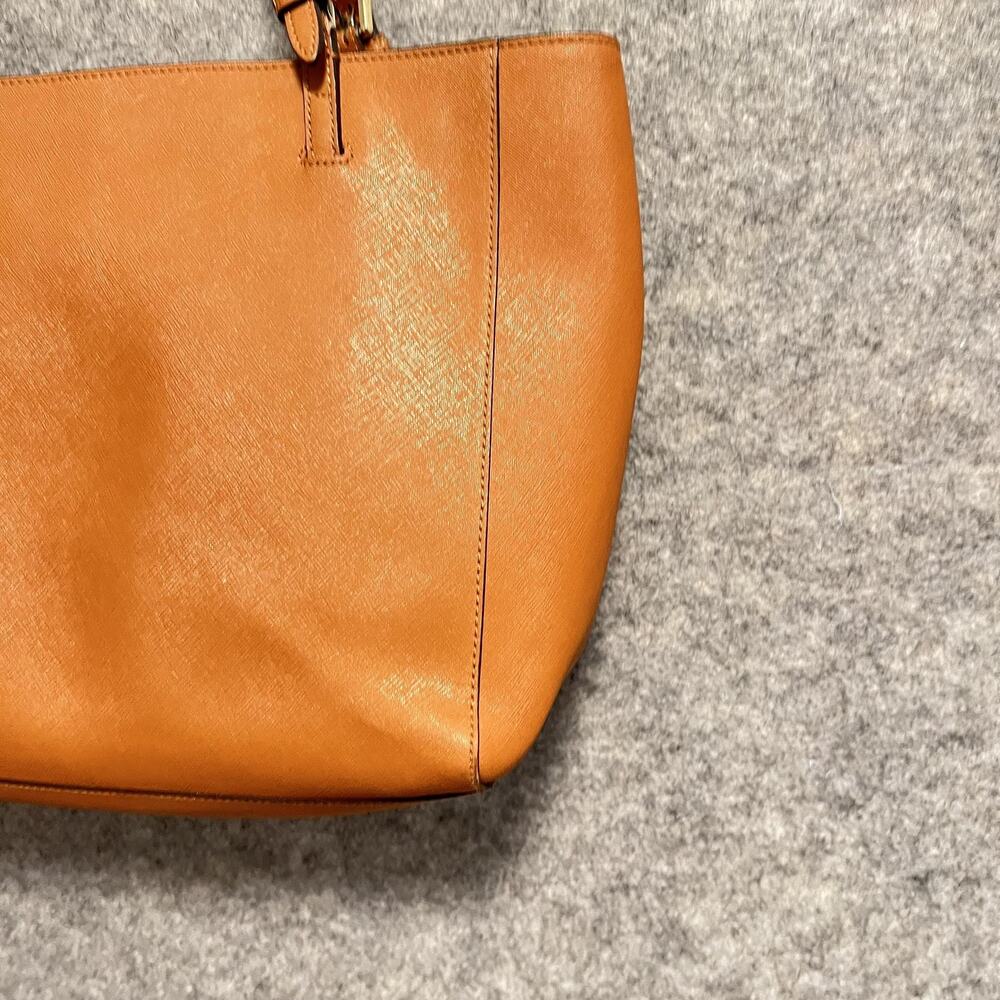 Tory Burch Bag Womens Size Large Brown Leather Tote Shoulder Purse Zip Logo - Picture 7 of 16